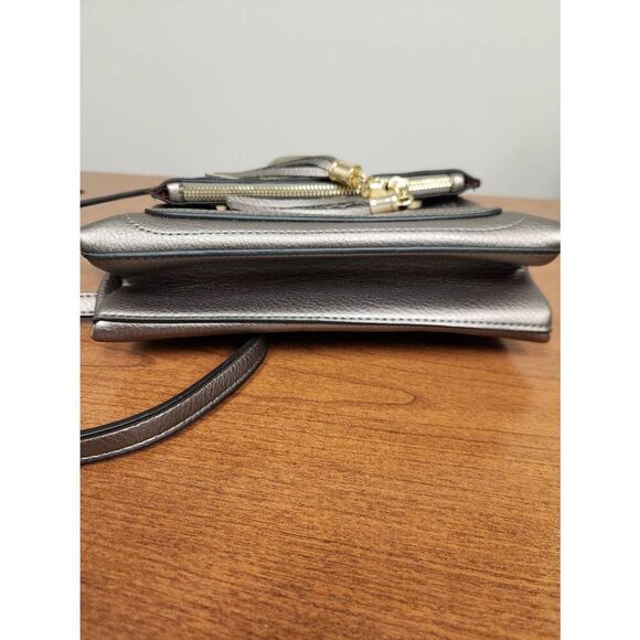 Kate Spade New York Satchel Zipper Fringe Shoulder Crossbody Silver/Grey Purse L - Picture 11 of 11
